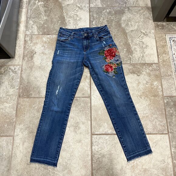 Kut from the Kloth Reese Ankle Jeans Size 4 – Floral Embroidered Denim - Picture 2 of 16